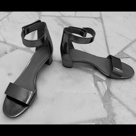 VINCE silver sandals. Two inch heel. High back. - Picture 5 of 6